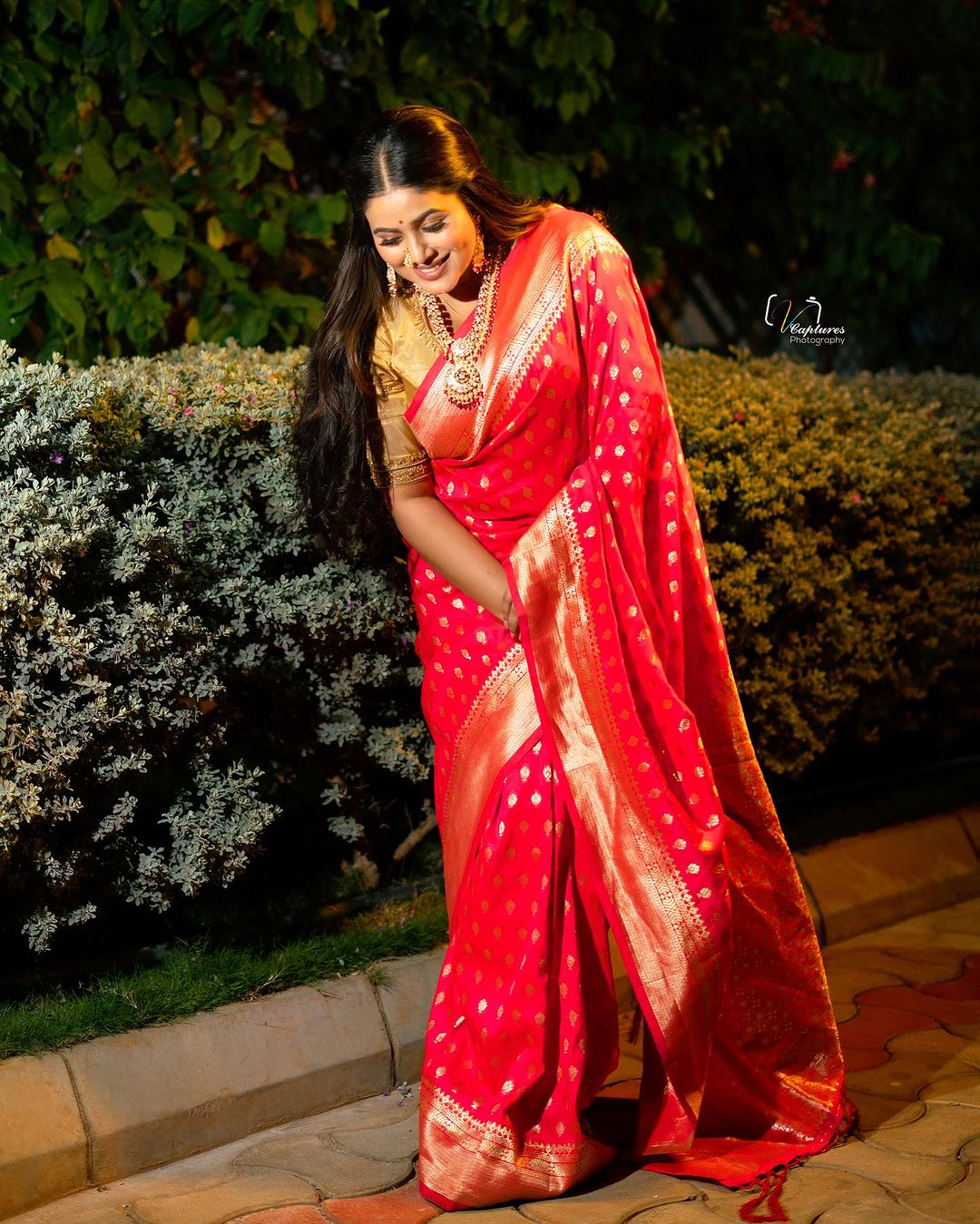 Malayalam Actress Poorna Stills in Red Saree